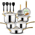 Nutrichef 16 Pcs. Kitchenware Pots & Pans Set-Clad Kitchen Cookware, Non-stick