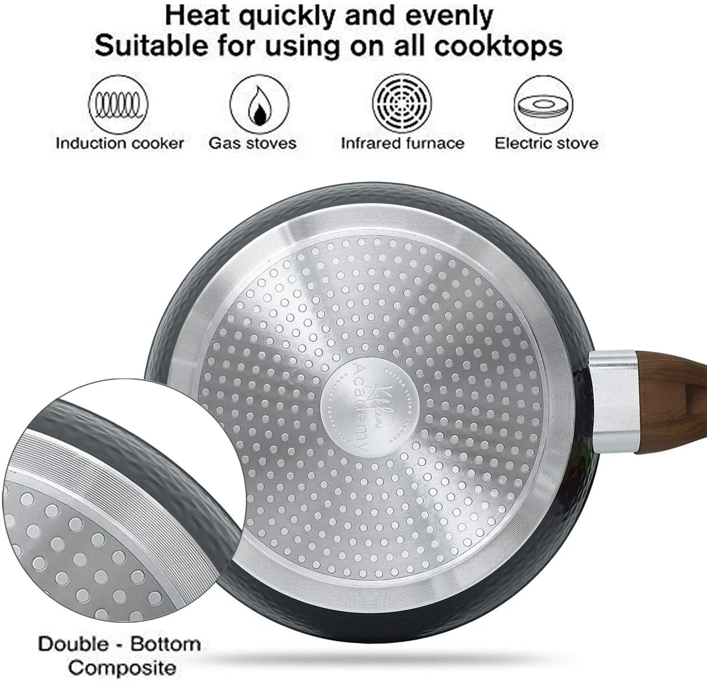 15 Piece Hammered Cookware Set Nonstick Granite Coated Pots and Pans Set