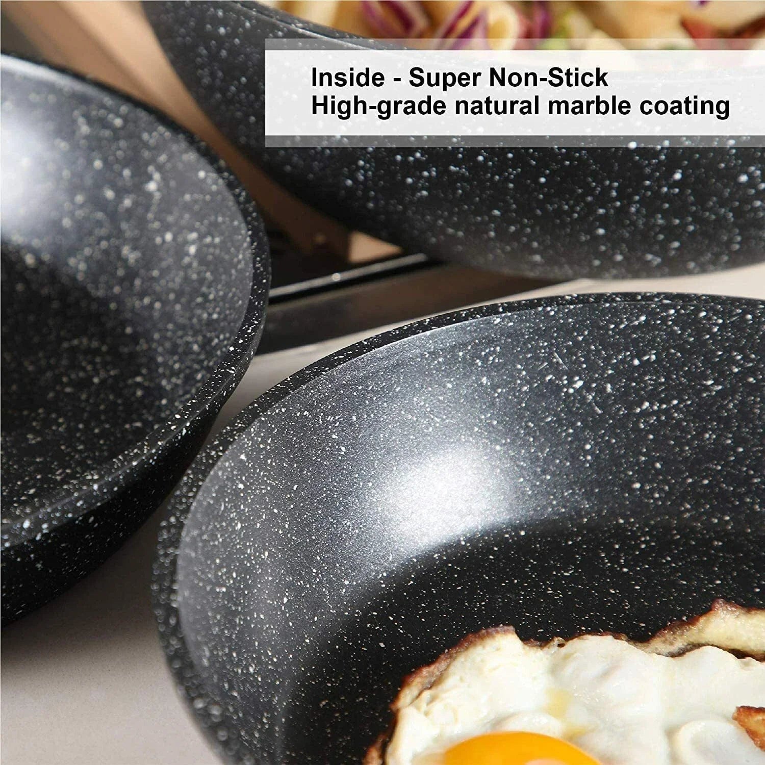 15 Piece Hammered Cookware Set Nonstick Granite Coated Pots and Pans Set
